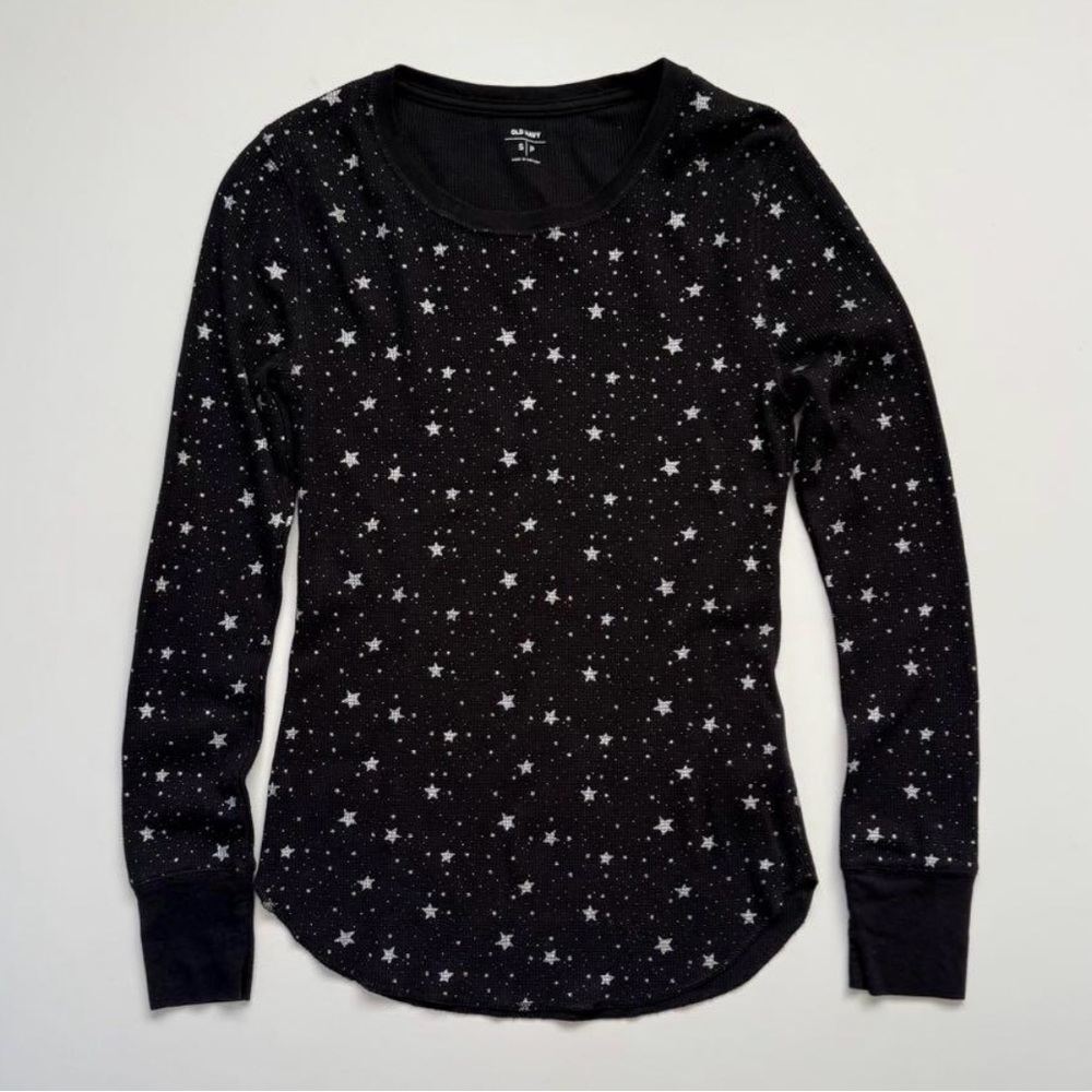 3/$30 Black Star Patterned Women's Thermal Top